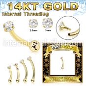 gbnbzi 14 karat gold curved barbell 16g cz ball internal