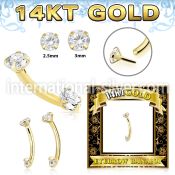 gbnfaz 14 k gold curved barbell 16g threadless push in top