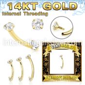gbnfazi 14 k gold curved barbell 16g internal threaded top
