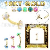 ggbno 18k gold threadless pushin curved barbell 16g cabochon