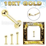 gglbb25 18 k gold threadless push in labret stud 16g ball