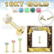 gglbo 18 k gold threadless push in labret stud 16g cabochon