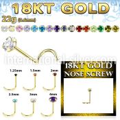 ggszm 18 karat yellow gold nose screw 22g prong set color cz