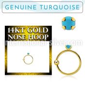 ghge7 14kt nose ring genuine turquoise stone prong setting