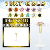 gibizsm bioflex labret with push in gold top w star prong cz