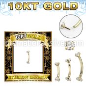 gibnz 10k gold eyebrow banana w thread less top w cz stones