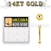gnb3x box w 14kt gold nose bones, 20g w 1.5mm ball shaped top