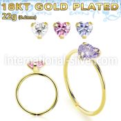 gpzhm22 18 karat plated silver seamless nose ring 22g heart