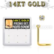 gsc2x box w 14kt gold nose screws, 20g w 1.5mm set clear cz 