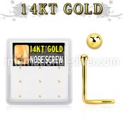 gsc3x box w 14kt gold nose screws, 20g w 1.5mm ball shaped top