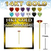 gyzhm1 14 karat gold bend it to fit nose stud heart color cz
