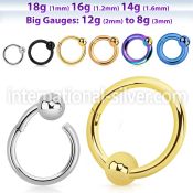 hbcrb pvd plating steel 18g hinged captive bead ring