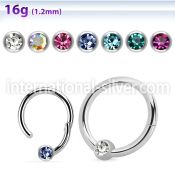 hbcrj16 surgical steel hinged captive bead ring 16g gem ball