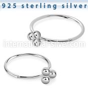 hptsv silver seamless nose ring hoop triple balls top