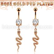 mdrz728 rosegold pvd plating steel curved barbell cz snake