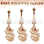 mro721 rosegold plating steel curved barbell opal dragon