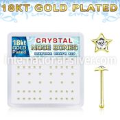 nbstxcg 18k gold plated silver nose bones with clear star