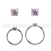 nhge1 silver nose ring w a 2mm amethyst in casting prong set