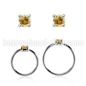 nhge6 silver nose ring w a 2mm citrine in casting prong set