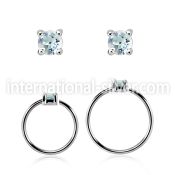 nhge8 silver nose ring w a 2mm aquamarine in casting prong set