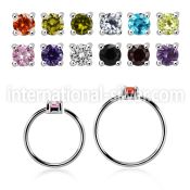 nhz2 silver nose ring w a 2mm cz in casting prong set