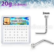 nlc20xc surgical steel nose studs round clear gem tops