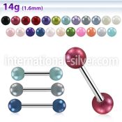 nppr5 surgical steel straight barbell pearl balls 5mm