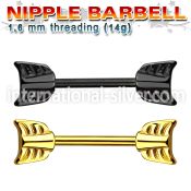 nptsh7 straight barbells anodized surgical steel 316l nipple