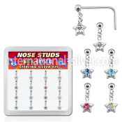 nsds16 l shape nose studs silver 925 nose
