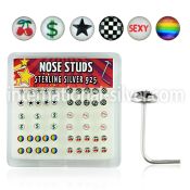 nslgx3 l shape nose studs silver 925 nose