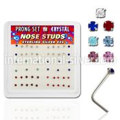 nspbm l shape nose studs silver 925 nose
