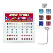 nssqbx l shape nose studs silver 925 nose