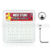 nssv1bx l shape nose studs silver 925 nose
