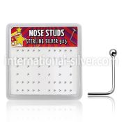 nssvbx l shape nose studs silver 925 nose