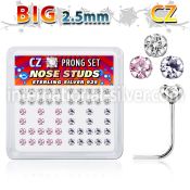 nszbm25 l shape nose studs silver 925 nose