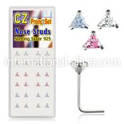 nsztrm l shape nose studs silver 925 nose