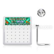 nw9cbx box of silver nose screws, 20g w 1.5mm clear crystal top