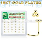 nwtsv36g 18k gold plating silver nose screws triple balls 36