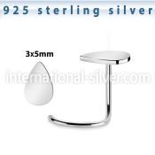 nwvdr sterling silver nose screw teardrop shaped top