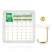 nwx18b box w 52 18k gold plated silver nose screws w 1.5mm ball
