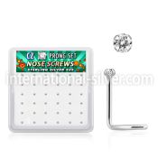nwz15cbx box of silver nose screws, 20g w 1.5mm round clear cz 