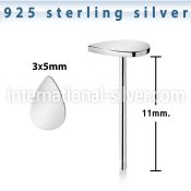 nyvdr sterling silver nose stud teardrop shaped top