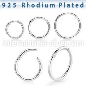 rhsegh18 rhodium plating silver hinged segment hoopr 18g