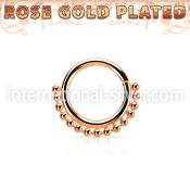 rsspv16 rose gold plated silver seamless septum ring,16g w beads