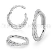 sgsh45 surgical steel hinged segment hoop 16g cross cnc