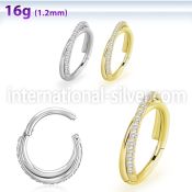 sgsh45 surgical steel hinged segment hoop 16g cross cnc