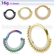 sgtsh18 anodized surgical steel hinged segment hoop cz ball