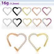 sgtsh27 pvd plating steel hinged segment hoop cnc cz heart