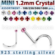 silver nose screw bulk w mini 1.2mm prong set crystals