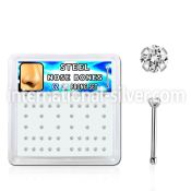 snbz15xc box w 316l steel nose bones, 20g w prong set 1.5mm cz